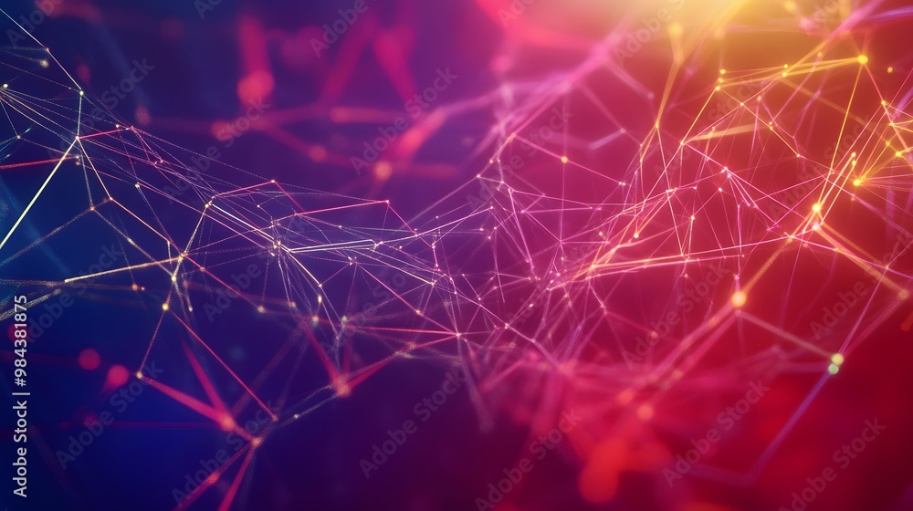 Poster abstract digital network with glowing lines.
