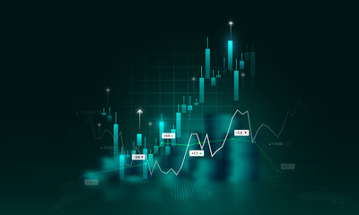 Fototapeta premium Technology background image of financial graphs and currency exchange rate changes in the stock market