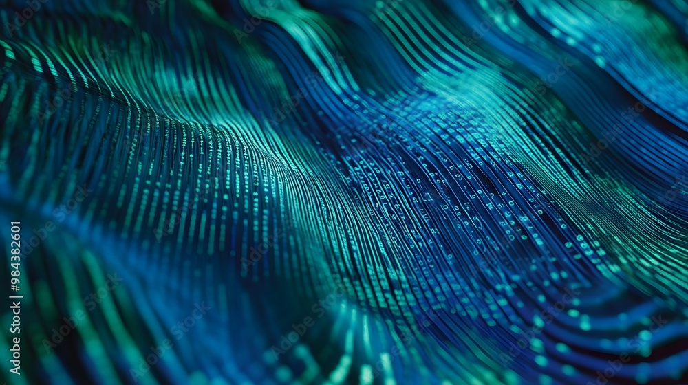 Poster abstract background of glowing lines and digital data.
