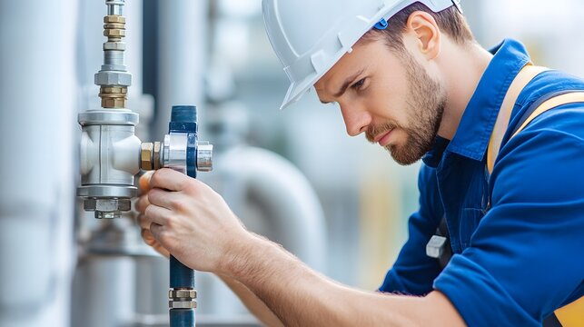 Expert Plumber Installing Backflow Prevention Valve - Mechanism and Tools for Optimal Plumbing Efficiency and Safety in Modern Installations