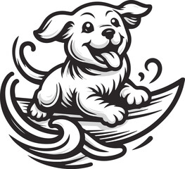 Cute Dog Water Skating vector illustration
