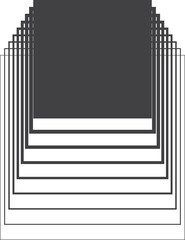 Square black gradient frame with blended line effect. Geometric shape