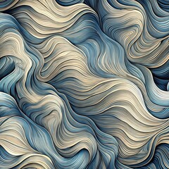 Obraz premium Seamless abstract pattern of flowing waves in blue and beige representing artistic design concept