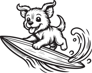 Cute Dog Water Skating vector illustration