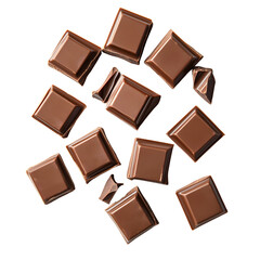 chocolate bar pieces isolated on transparent background Generative Ai.  