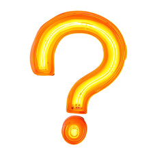 Glowing LED Question Mark Light on a Minimalist White Background