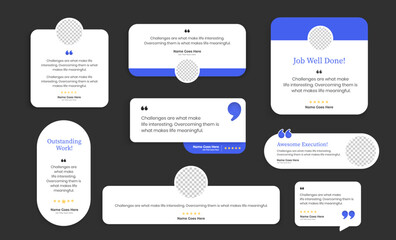 Set of Creative Testimonial Editable Vector templates, Empty speech bubbles, What our Clients Say, Quote, Review, Feedback, Infographic Template, Label, editable text box layout, recommendation note