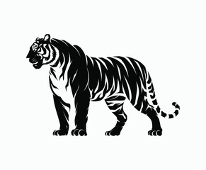 Fototapeta premium Wild animal tiger silhouette EPS vector isolated illustration template on a white background