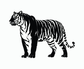 Fototapeta premium Wild animal tiger silhouette EPS vector isolated illustration template on a white background