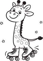 funny giraffe on roller skates