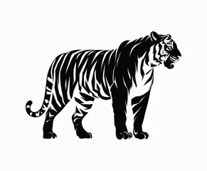 Obraz premium Wild animal tiger silhouette EPS vector isolated illustration template on a white background
