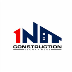 Real Estate logo design with illustration of the word "IN" and house symbol.