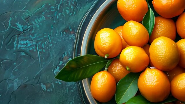 Fresh kumquat harvesting in a sunny orchard during early morning hours in Florida