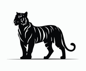 Fototapeta premium Wild animal tiger silhouette EPS vector isolated illustration template on a white background
