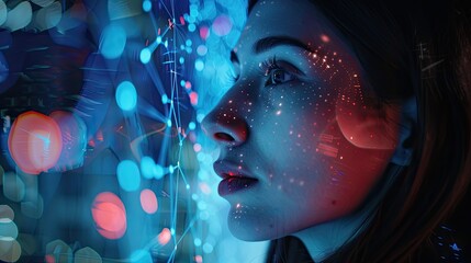 Naklejka premium Marketers use artificial intelligence and machine learning algorithms to refine targeting based on demographics and optimize ad campaigns in real time.