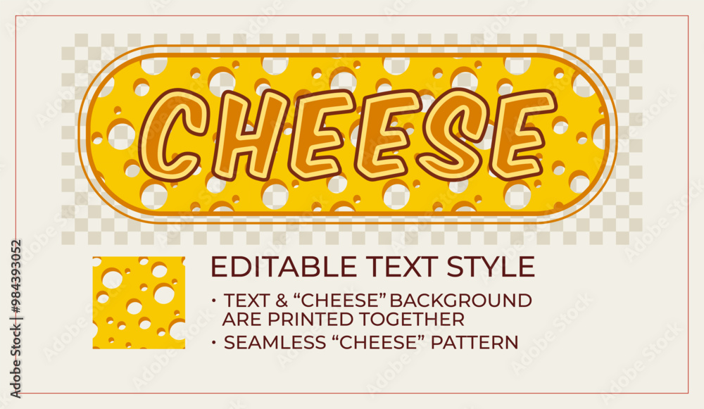 Poster editable text effect in cheese style. holey perforated texture of cheese slices. letter and backdrop