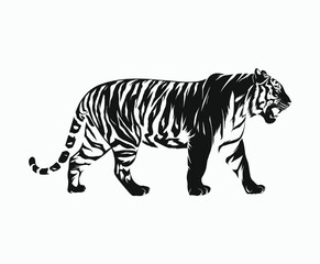 Fototapeta premium Wild animal tiger silhouette EPS vector isolated illustration template on a white background