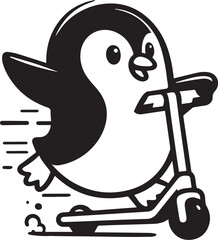 Penguin Riding Scotty Happily Vector Drawing book  