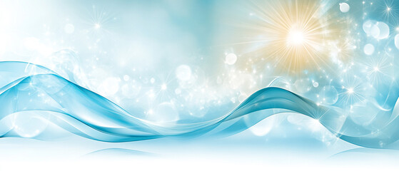 A serene wave pattern in soft blue tones with sparkling highlights, evoking calmness and tranquility in a bright atmosphere.