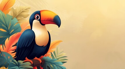 Obraz premium Toucan Tango: Cheerful Cartoon Bird Mascot Illustration in Vivid Colors