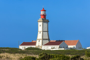 View of the Cabo Espichel lighthouse in Sesimbra Portugal