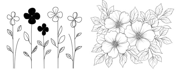 Botanical Modern Single Line Art, Aesthetic Contour. Perfect for Home Decor, Wall Art Posters, T-shirt Prints, Mobile Cases. Continuous Line Drawing Set.