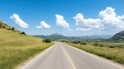 Fototapeta premium Scenic Hill Country Road Trip Breathtaking Views and Panoramic Mountain Vistas for Adventurous Travelers - Enjoy High-Altitude Drives Through Stunning Landscapes