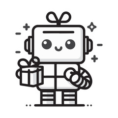 Robot holding gift box Vector illustration
