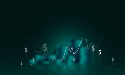Technology background image of financial graphs and global currency changes