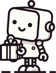 Robot holding gift box Vector