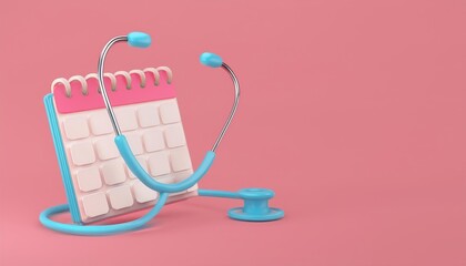 A colorful calendar and stethoscope design, symbolizing health appointments and medical care for wellness.
