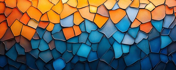 Abstract Orange and Blue Mosaic Background - A Creative Exploration of Generative AI