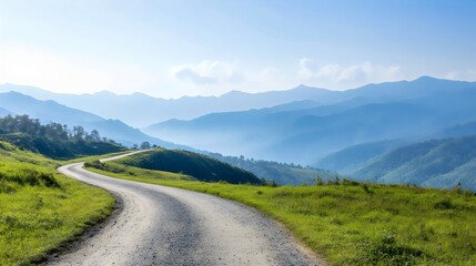 Fototapeta premium Scenic Hill Station Drive - Breathtaking Panoramic Views Along Winding Roads Through Hilly Terrain and Lush Valleys Perfect for Travelers and Adventurers