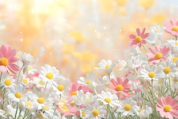 Daisy field on background