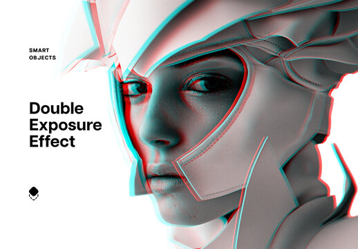 Digital Double Exposure Photo Effect Mockup