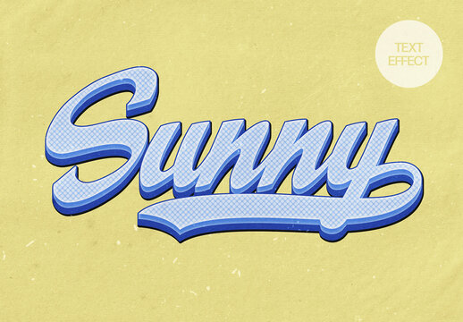 Blue Retro Text Effect Mockup