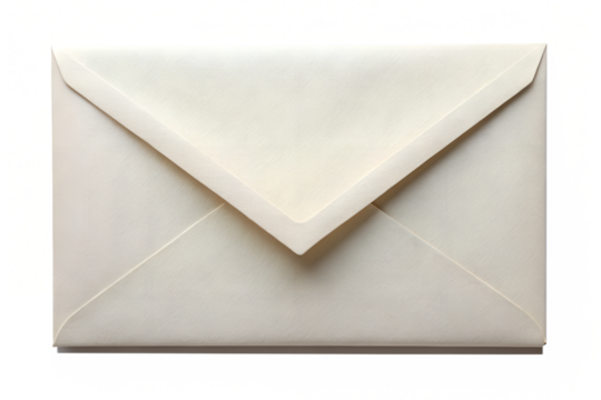 Textured white envelope closed isolated on transparent background