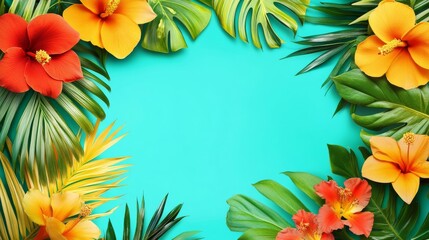 Vibrant Sales Banner with Tropical Theme and Sunny Background