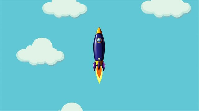 Rocket launcher 2d cartoon startup success animation
