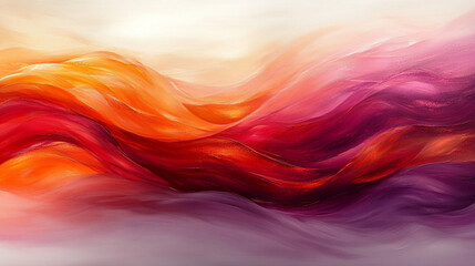 Fototapeta premium Vibrant abstract waves of color in shades of red, orange, and purple create a stunning visual impact for artistic projects.