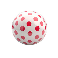 A vibrant polka dot ball featuring red dots on a smooth white surface, perfect for playful and colorful design projects., isolated on a transparent background.