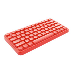A vibrant red keyboard showcasing a modern design, perfect for enhancing any workspace with a pop of color and style., isolated on a transparent background.