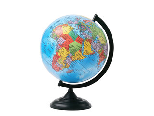 World globe with continents and oceans, detailed map, isolated on white background.  PNG transparent.