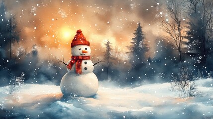 cute Christmas watercolor card