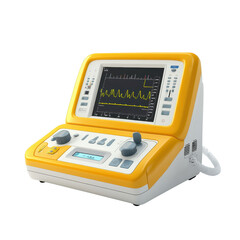 Modern medical device with a screen displaying vital signs, ideal for healthcare and emergency settings., isolated on a transparent background.