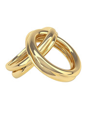 Two gold wedding rings isolated on a white background. PNG transparent.