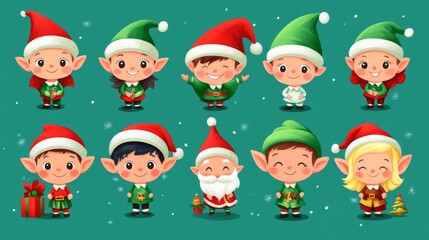 cartoon Christmas elf characters