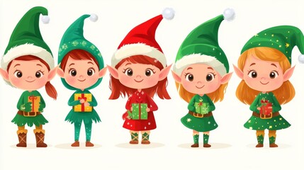 Fototapeta premium cartoon Christmas elf characters