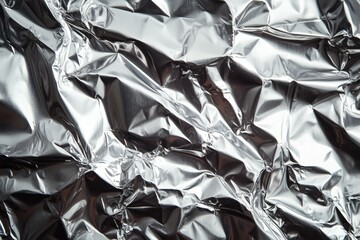 Crinkled aluminum foil texture with sharp creases and shiny reflections