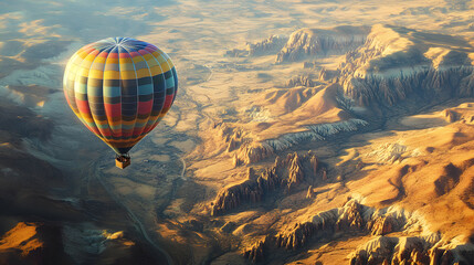 Obraz premium Multicolored Hot Air Balloon Above Desert